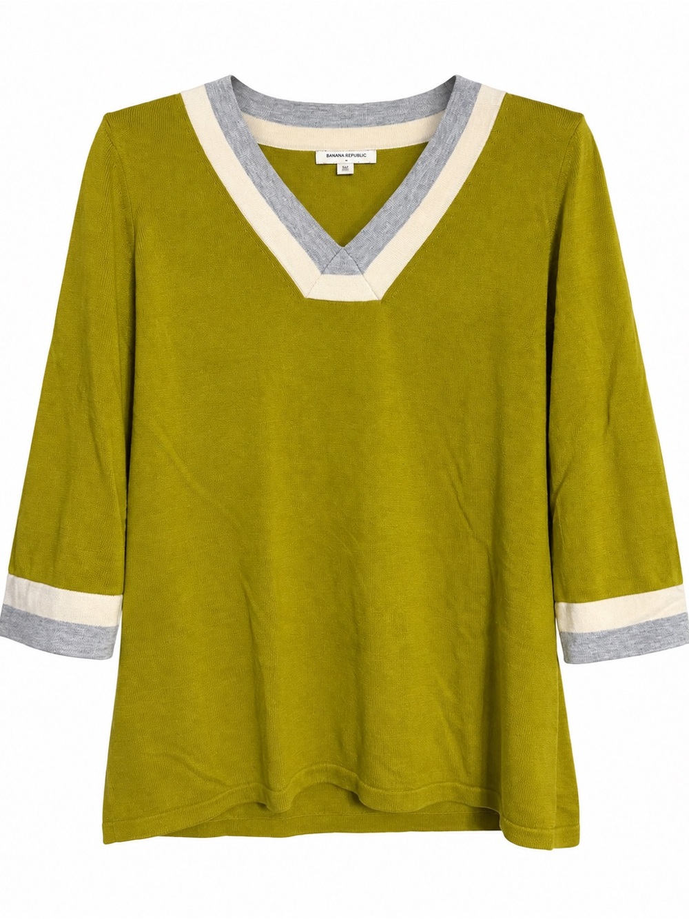 Banana Republic Olive Green V-Neck Tunic with Contrast Trim